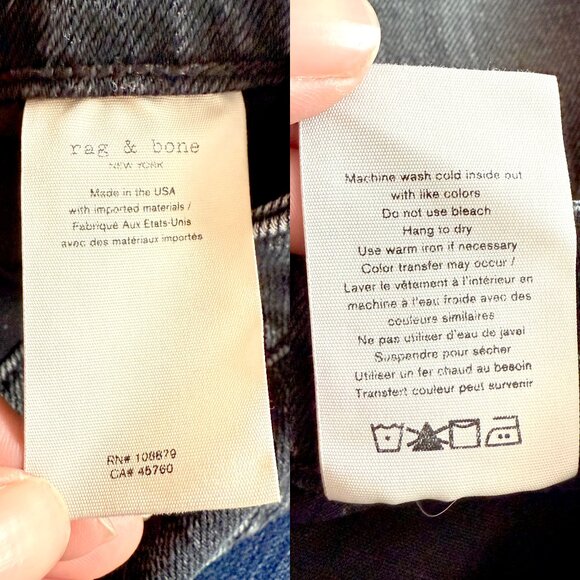 Rag & Bone Nina High Rise Flare Black Onyx Flare Leg Raw Hem Jeans Size 27 - Picture 15 of 15